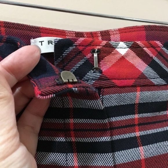 Trina Turk Mercury Pants Ankle Plaid Tartan Red Navy Size 8 Womens Holiday Xmas - Picture 9 of 11